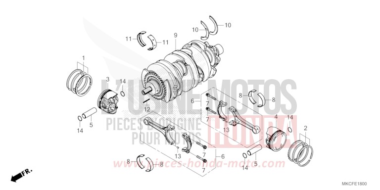 CRANKSHAFT/PISTON for Gold Wing PEARL GLARE WHITE (NHB53) from 2022